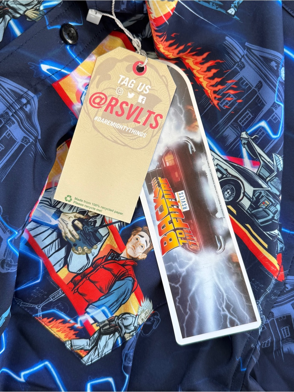 RSVLTS Size Large Back to the Future KUNUFLEX Marty McFly Button Up Shirt NWT - Picture 5 of 7